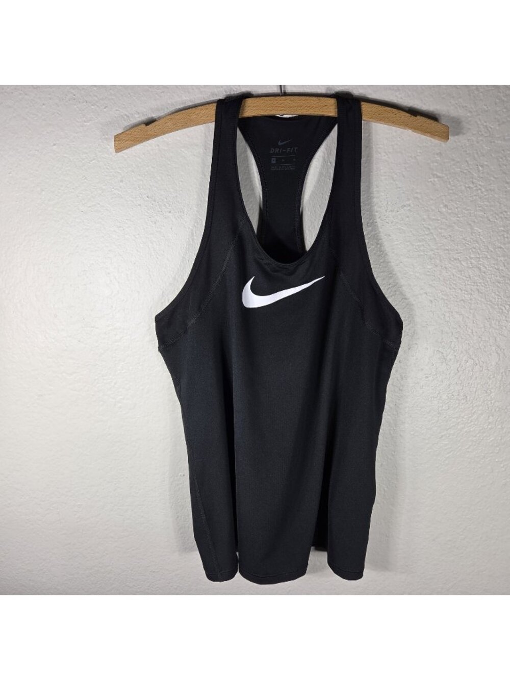 Nike Dri Fit Women's Black Swoosh Logo Track Running Racerback Tank Top Size M